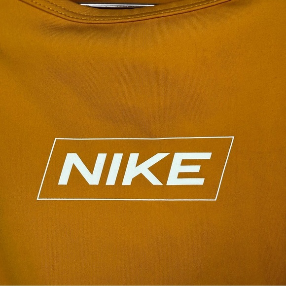 Nike Pro Dri Fit Mustard Yellow Sports Bra Cropped Tank Size Small EUC - Picture 3 of 5